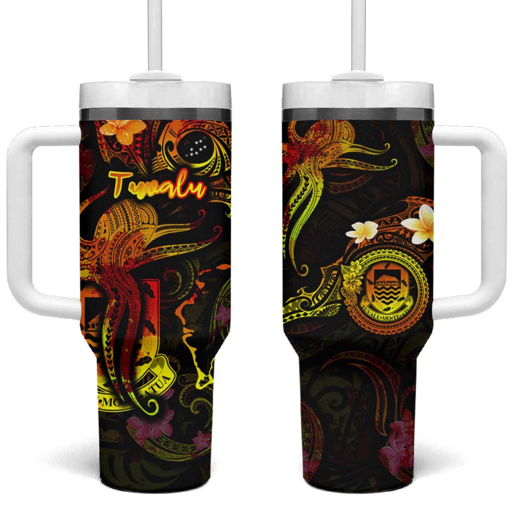 Tuvalu Tumbler With Handle Octopus Plumeria Polynesian Tattoo