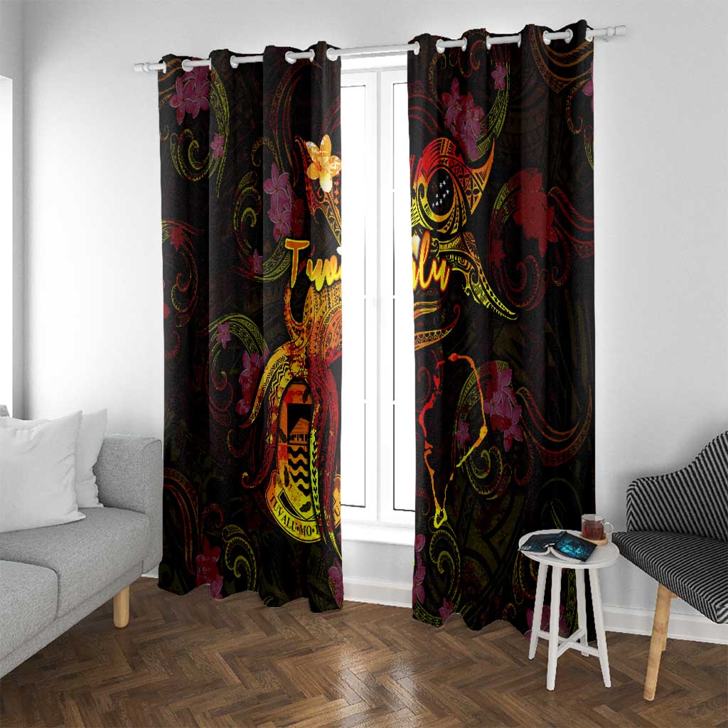 Tuvalu Window Curtain Octopus Plumeria Polynesian Tattoo DT02 With Grommets Black - Polynesian Pride
