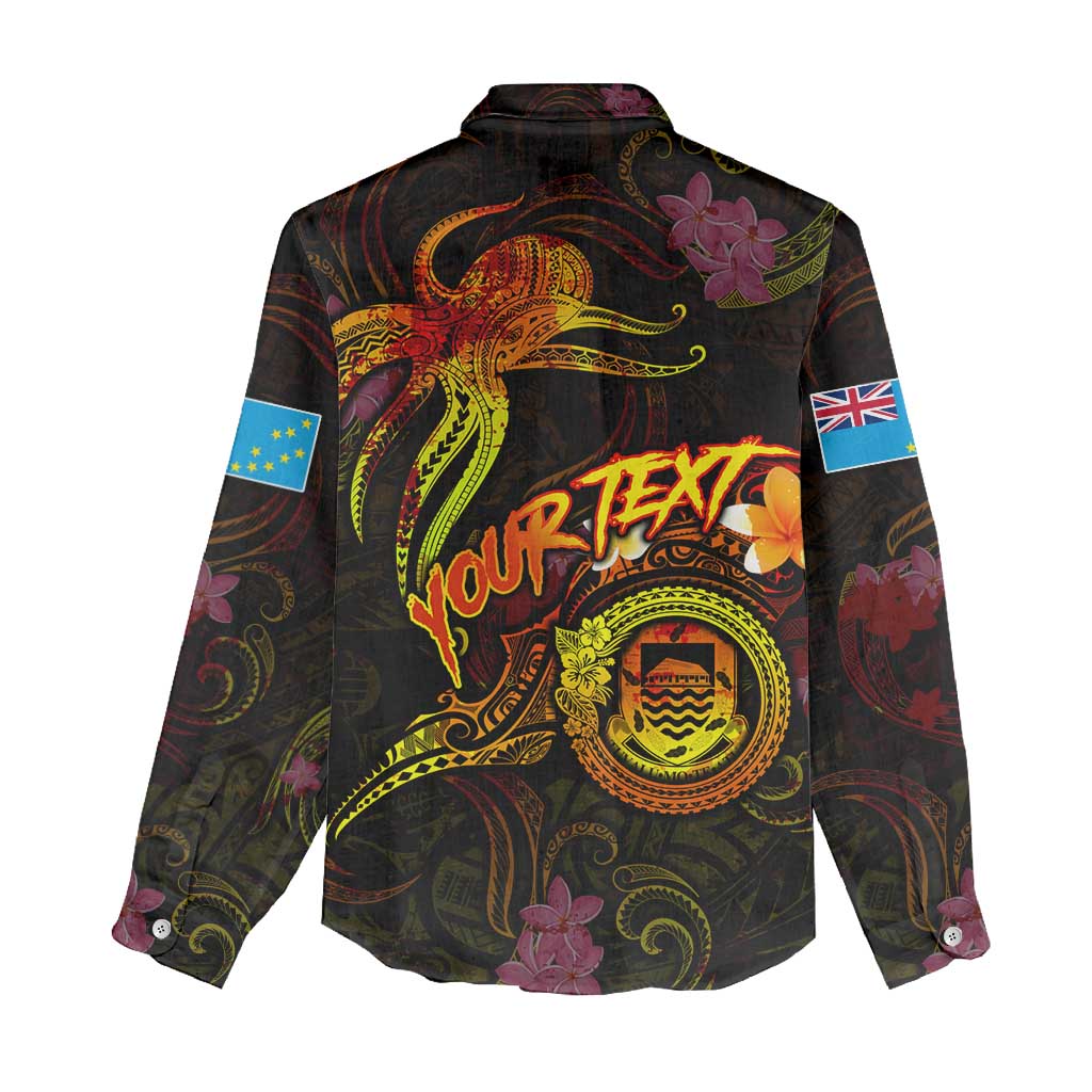 Tuvalu Women Casual Shirt Octopus Plumeria Polynesian Tattoo