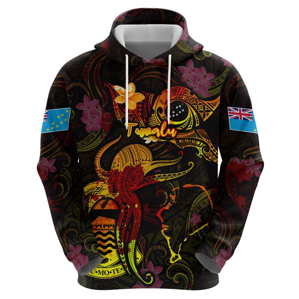 Tuvalu Zip Hoodie Octopus Plumeria Polynesian Tattoo