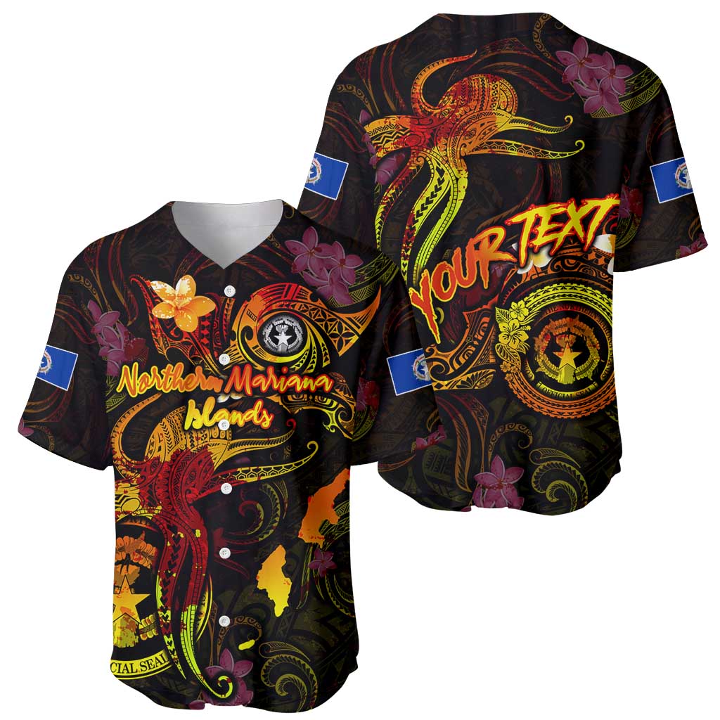 Northern Mariana Islands Baseball Jersey Octopus Plumeria Polynesian Tattoo