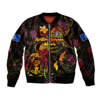 Northern Mariana Islands Bomber Jacket Octopus Plumeria Polynesian Tattoo