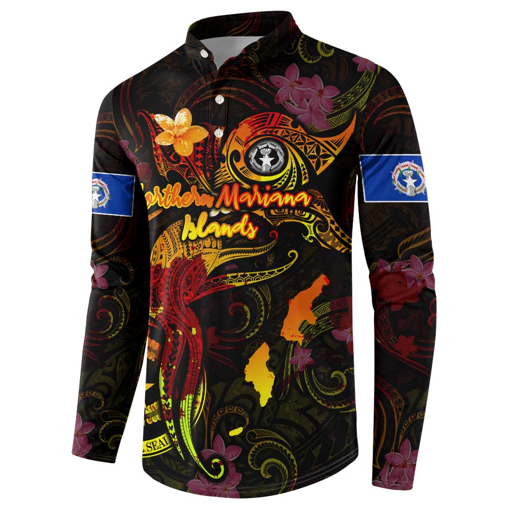 Northern Mariana Islands Button Sweatshirt Octopus Plumeria Polynesian Tattoo