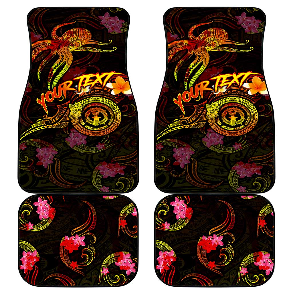 Northern Mariana Islands Car Mats Octopus Plumeria Polynesian Tattoo