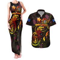Northern Mariana Islands Couples Matching Tank Maxi Dress and Hawaiian Shirt Octopus Plumeria Polynesian Tattoo