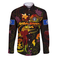 Northern Mariana Islands Family Matching Long Sleeve Bodycon Dress and Hawaiian Shirt Octopus Plumeria Polynesian Tattoo