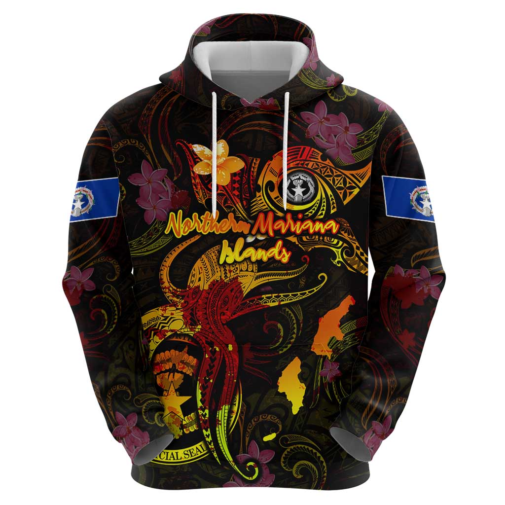 Northern Mariana Islands Hoodie Octopus Plumeria Polynesian Tattoo