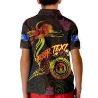 Northern Mariana Islands Kid Polo Shirt Octopus Plumeria Polynesian Tattoo