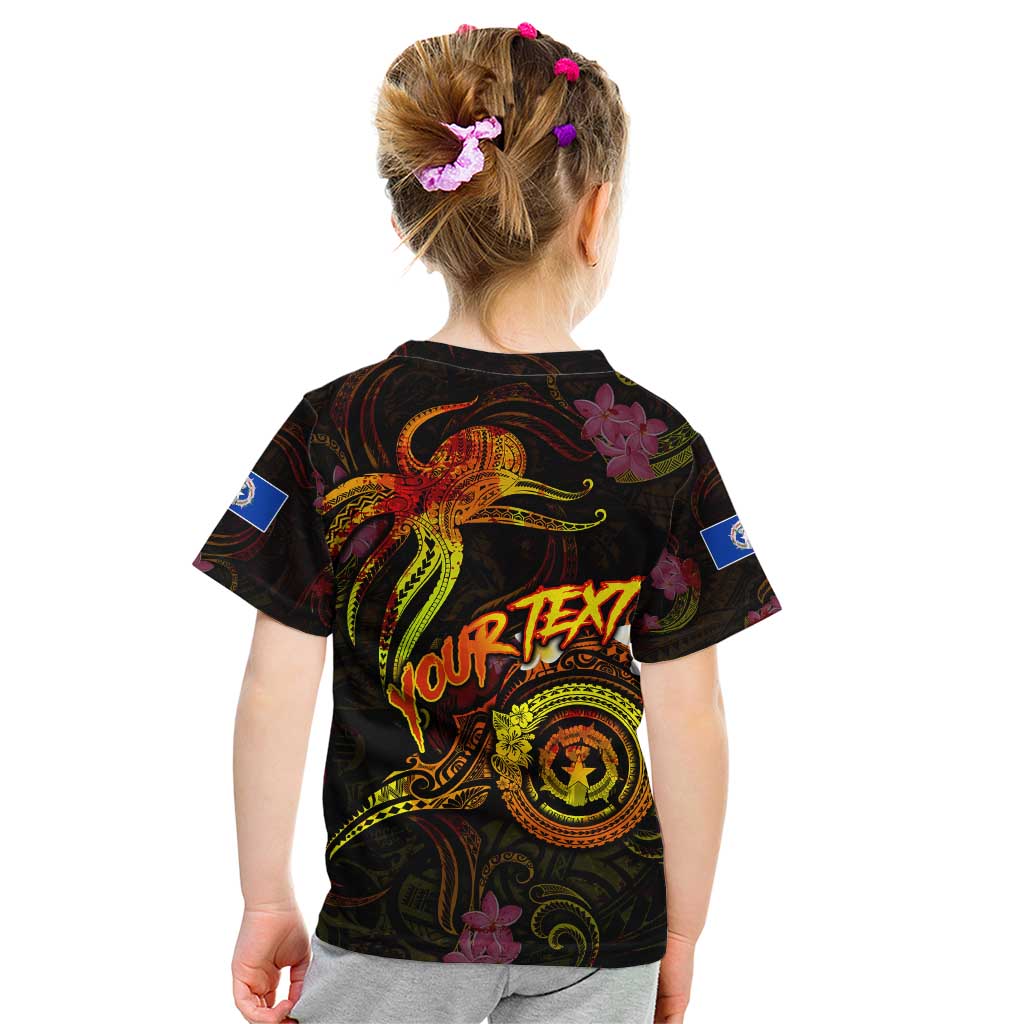 Northern Mariana Islands Kid T Shirt Octopus Plumeria Polynesian Tattoo