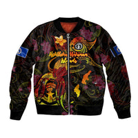 Northern Mariana Islands Sleeve Zip Bomber Jacket Octopus Plumeria Polynesian Tattoo