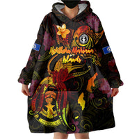 Northern Mariana Islands Wearable Blanket Hoodie Octopus Plumeria Polynesian Tattoo