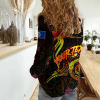 Northern Mariana Islands Women Casual Shirt Octopus Plumeria Polynesian Tattoo