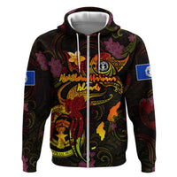 Northern Mariana Islands Zip Hoodie Octopus Plumeria Polynesian Tattoo