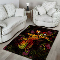 Marshall Islands Area Rug Octopus Plumeria Polynesian Tattoo