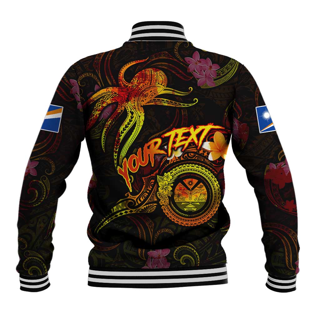 Marshall Islands Baseball Jacket Octopus Plumeria Polynesian Tattoo