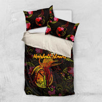 Marshall Islands Bedding Set Octopus Plumeria Polynesian Tattoo