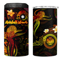 Marshall Islands 4 in 1 Can Cooler Tumbler Octopus Plumeria Polynesian Tattoo