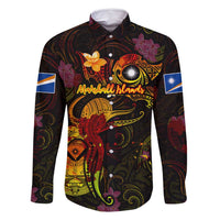 Marshall Islands Family Matching Long Sleeve Bodycon Dress and Hawaiian Shirt Octopus Plumeria Polynesian Tattoo