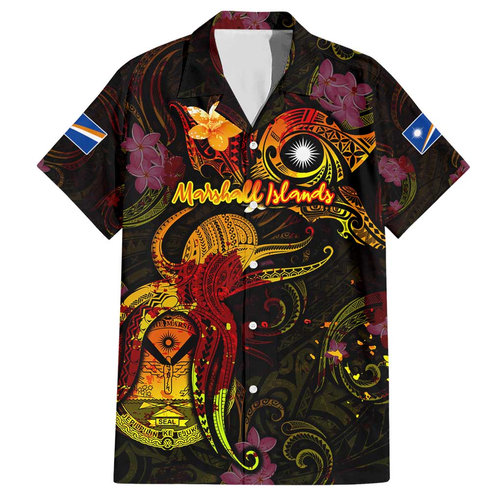 Marshall Islands Hawaiian Shirt Octopus Plumeria Polynesian Tattoo