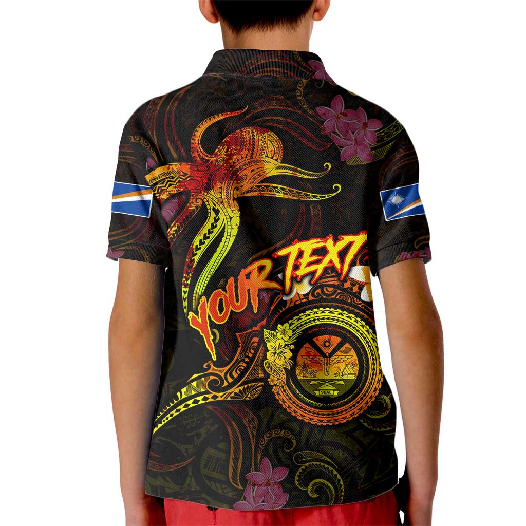 Marshall Islands Kid Polo Shirt Octopus Plumeria Polynesian Tattoo