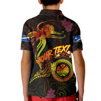 Marshall Islands Kid Polo Shirt Octopus Plumeria Polynesian Tattoo