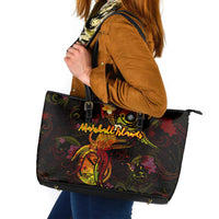 Marshall Islands Leather Tote Bag Octopus Plumeria Polynesian Tattoo