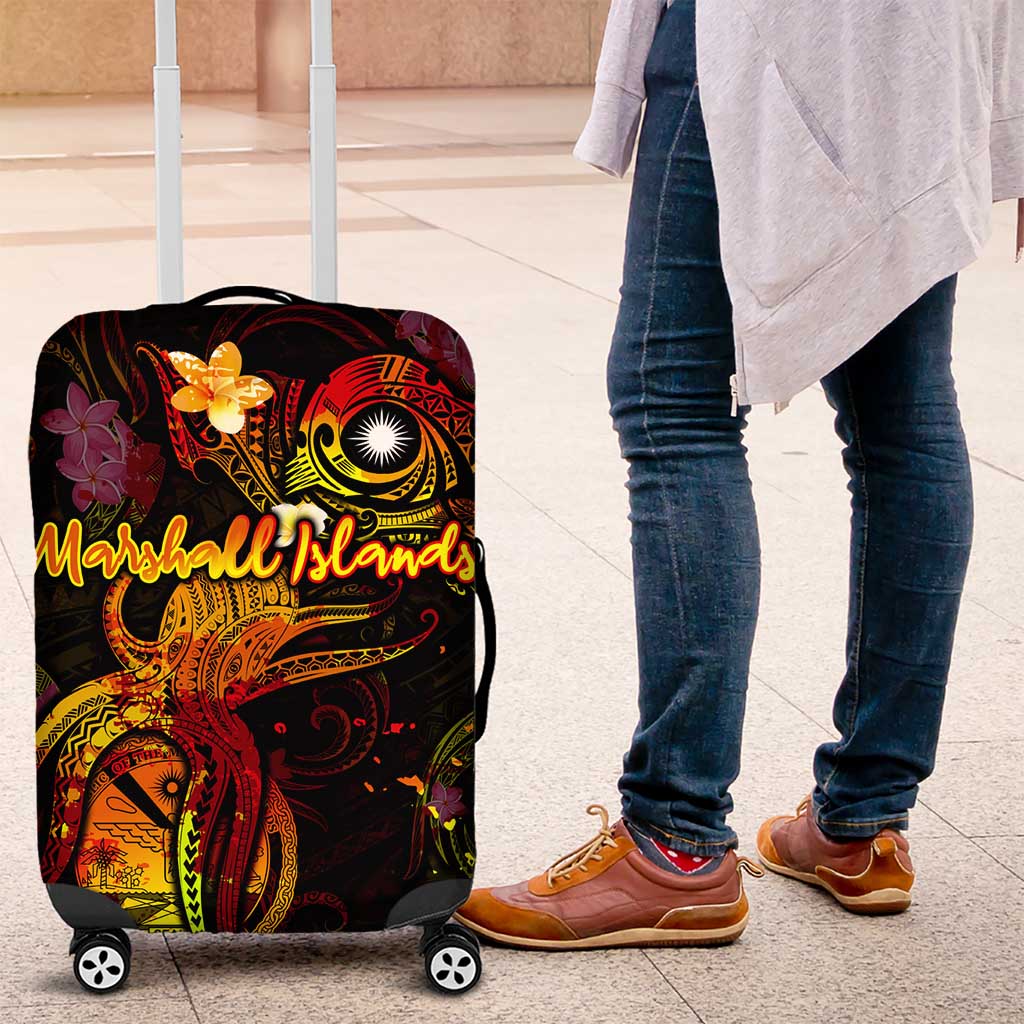 Marshall Islands Luggage Cover Octopus Plumeria Polynesian Tattoo