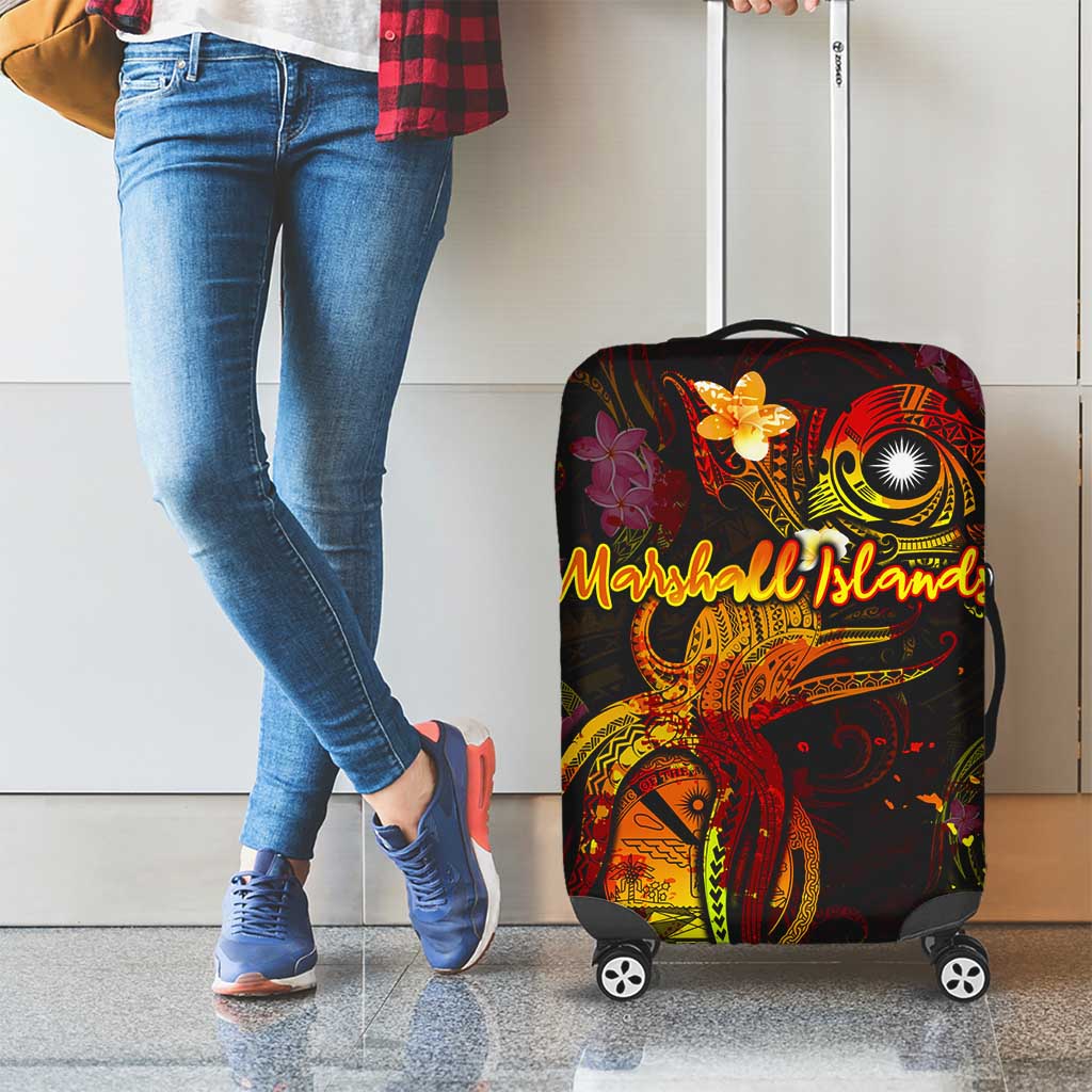 Marshall Islands Luggage Cover Octopus Plumeria Polynesian Tattoo