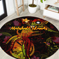 Marshall Islands Round Carpet Octopus Plumeria Polynesian Tattoo