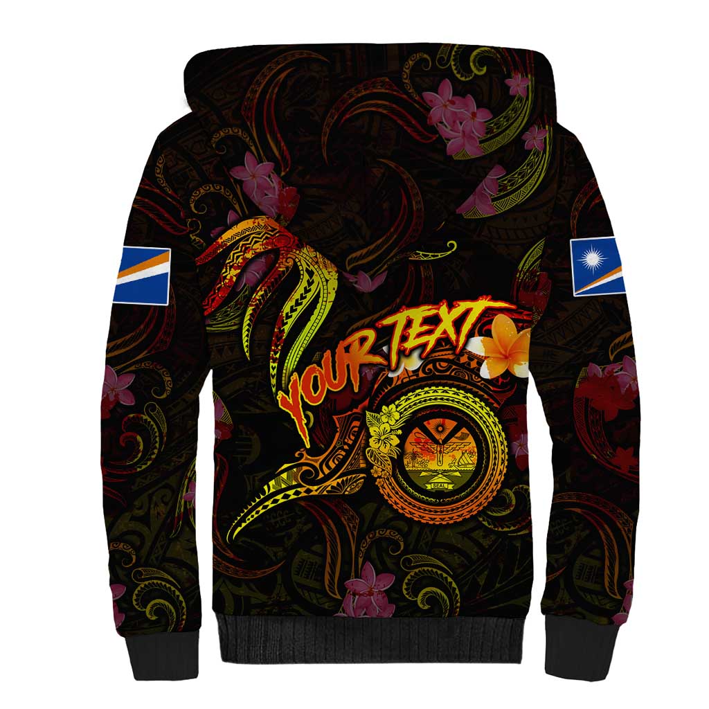 Marshall Islands Sherpa Hoodie Octopus Plumeria Polynesian Tattoo