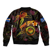 Marshall Islands Sleeve Zip Bomber Jacket Octopus Plumeria Polynesian Tattoo