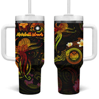 Marshall Islands Tumbler With Handle Octopus Plumeria Polynesian Tattoo