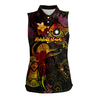 Marshall Islands Women Sleeveless Polo Shirt Octopus Plumeria Polynesian Tattoo