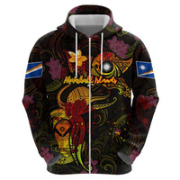 Marshall Islands Zip Hoodie Octopus Plumeria Polynesian Tattoo