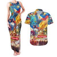 Custom The Philippines 126th Independence Anniversary Couples Matching Tank Maxi Dress and Hawaiian Shirt Art Style