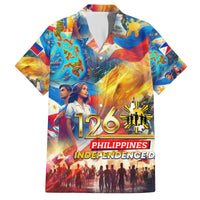 Custom The Philippines 126th Independence Anniversary Family Matching Off The Shoulder Long Sleeve Dress and Hawaiian Shirt Art Style