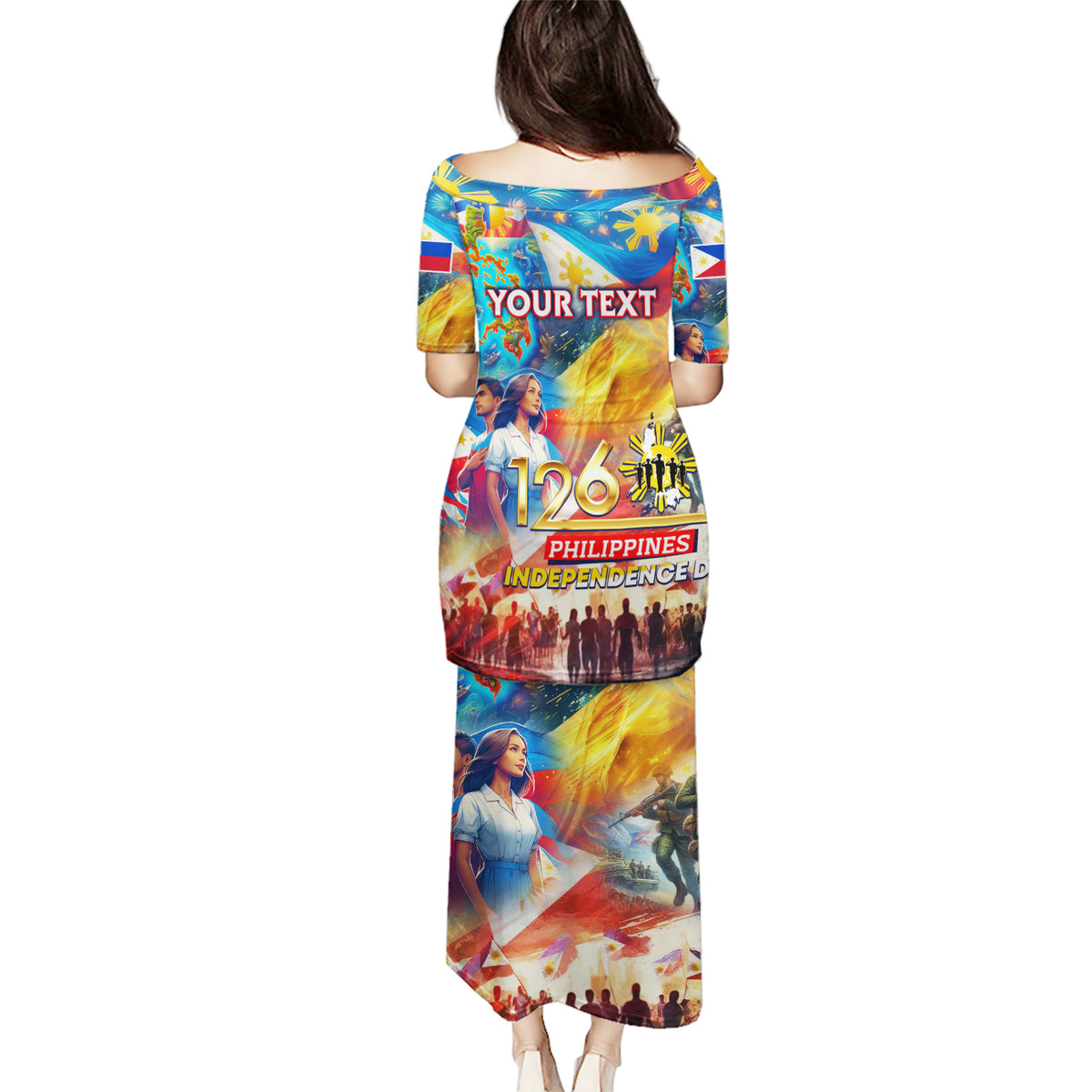 Custom The Philippines 126th Independence Anniversary Puletasi Art Style