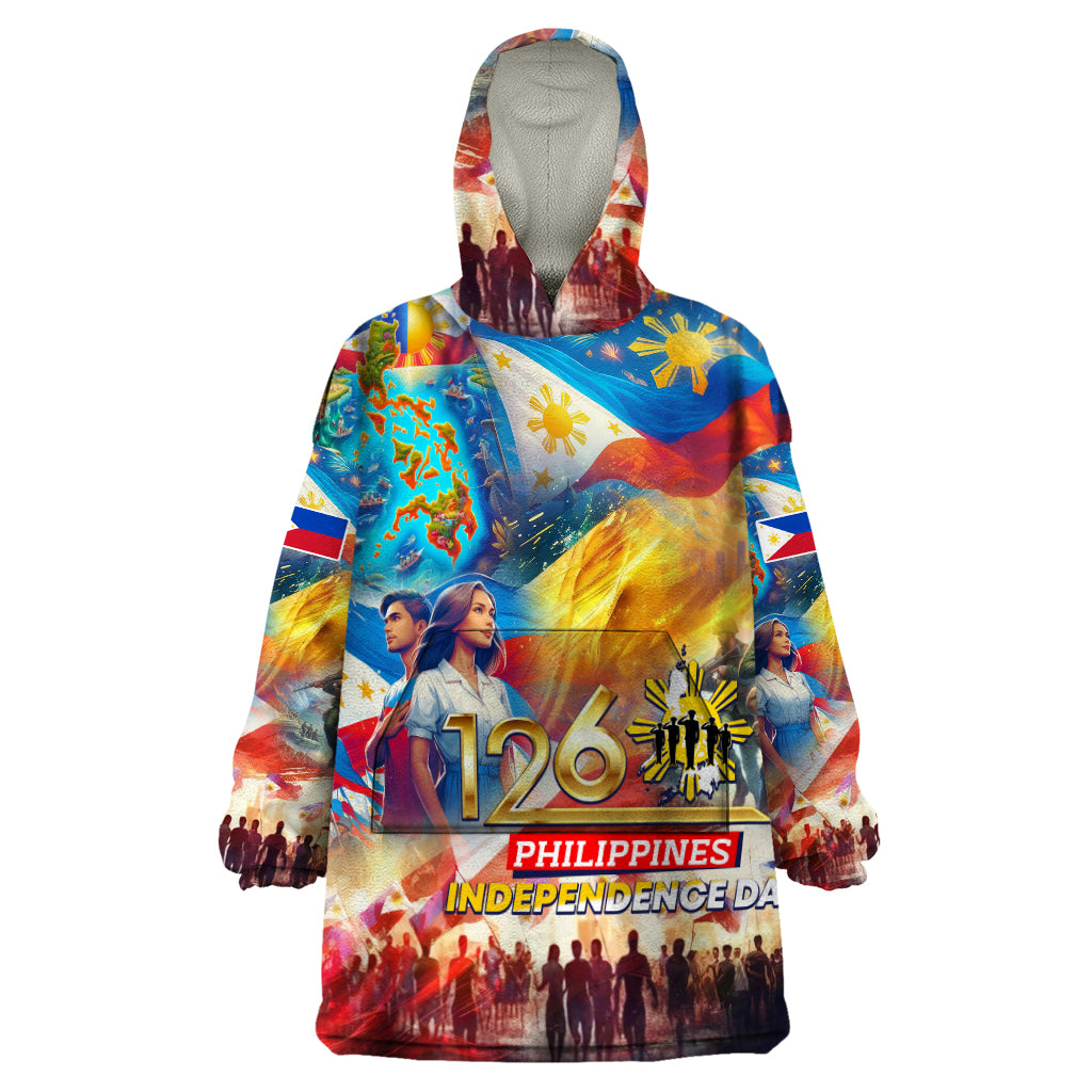 Custom The Philippines 126th Independence Anniversary Wearable Blanket Hoodie Art Style