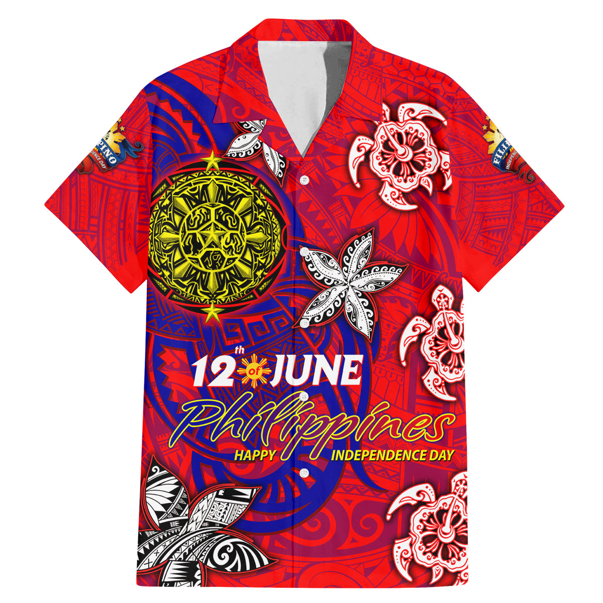 Personalized Philippines 12 June Independence Day Family Matching Mermaid Dress and Hawaiian Shirt Polynesian Turtle Plumeria