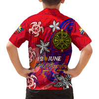 Personalized Philippines 12 June Independence Day Kid Hawaiian Shirt Polynesian Turtle Plumeria