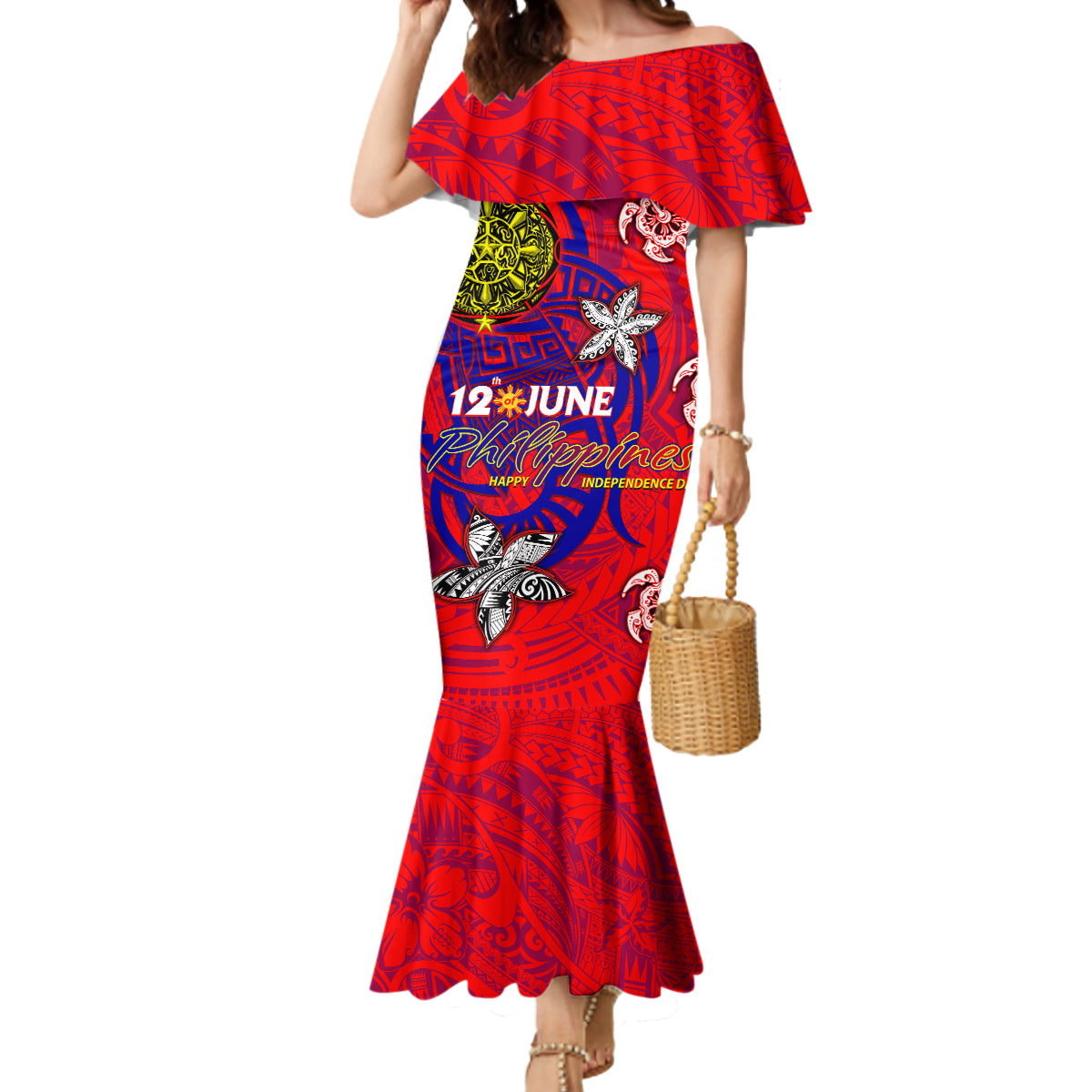 Personalized Philippines 12 June Independence Day Mermaid Dress Polynesian Turtle Plumeria