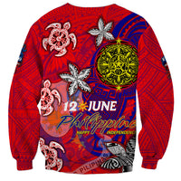 Personalized Philippines 12 June Independence Day Sweatshirt Polynesian Turtle Plumeria