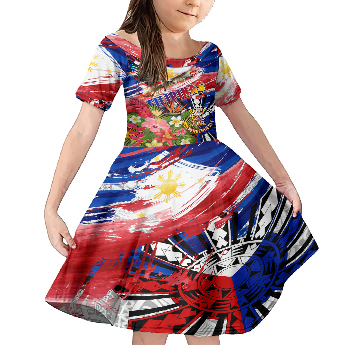 Personalized Philippines Independence Day Family Matching Mermaid Dress and Hawaiian Shirt Polynesia Filipinas Eagle Hibiscus