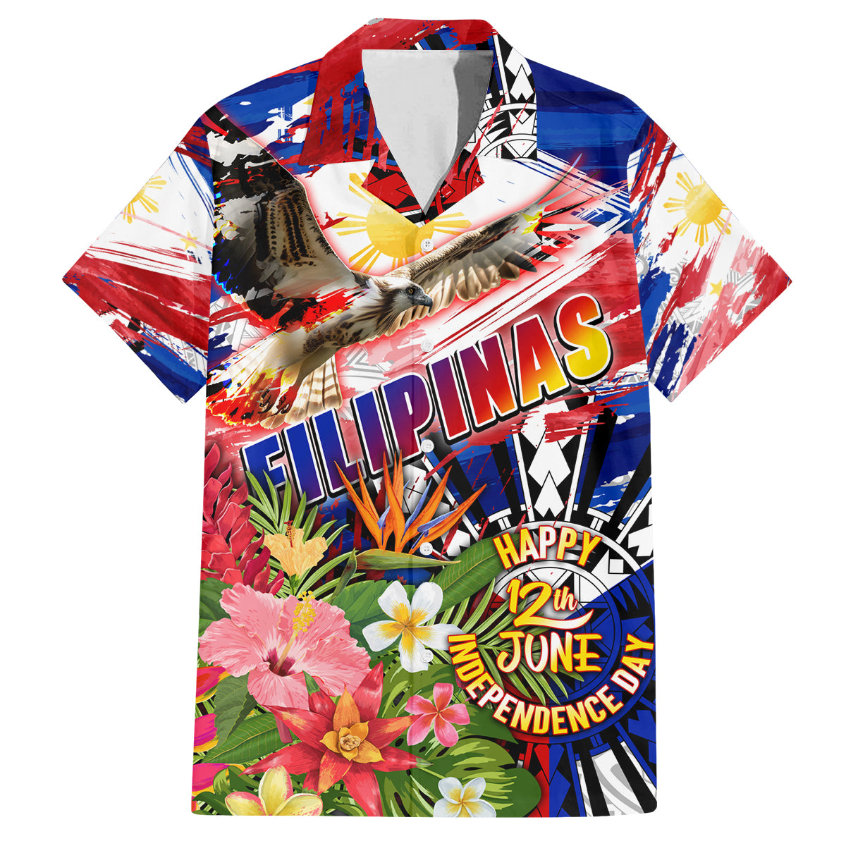 Personalized Philippines Independence Day Family Matching Summer Maxi Dress and Hawaiian Shirt Polynesia Filipinas Eagle Hibiscus