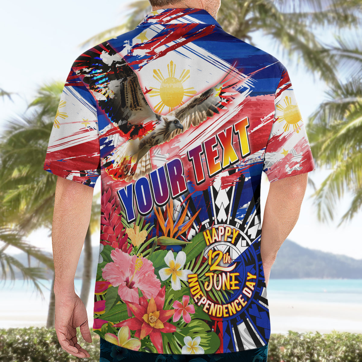 Personalized Philippines Independence Day Hawaiian Shirt Polynesia Filipinas Eagle Hibiscus