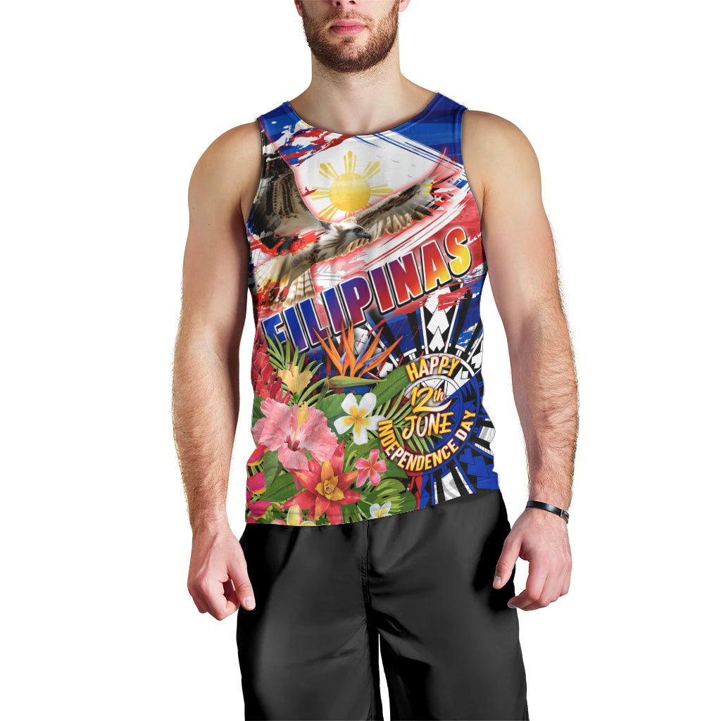 Personalized Philippines Independence Day Men Tank Top Polynesia Filipinas Eagle Hibiscus