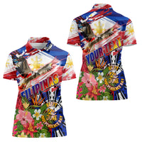 Personalized Philippines Independence Day Women Polo Shirt Polynesia Filipinas Eagle Hibiscus