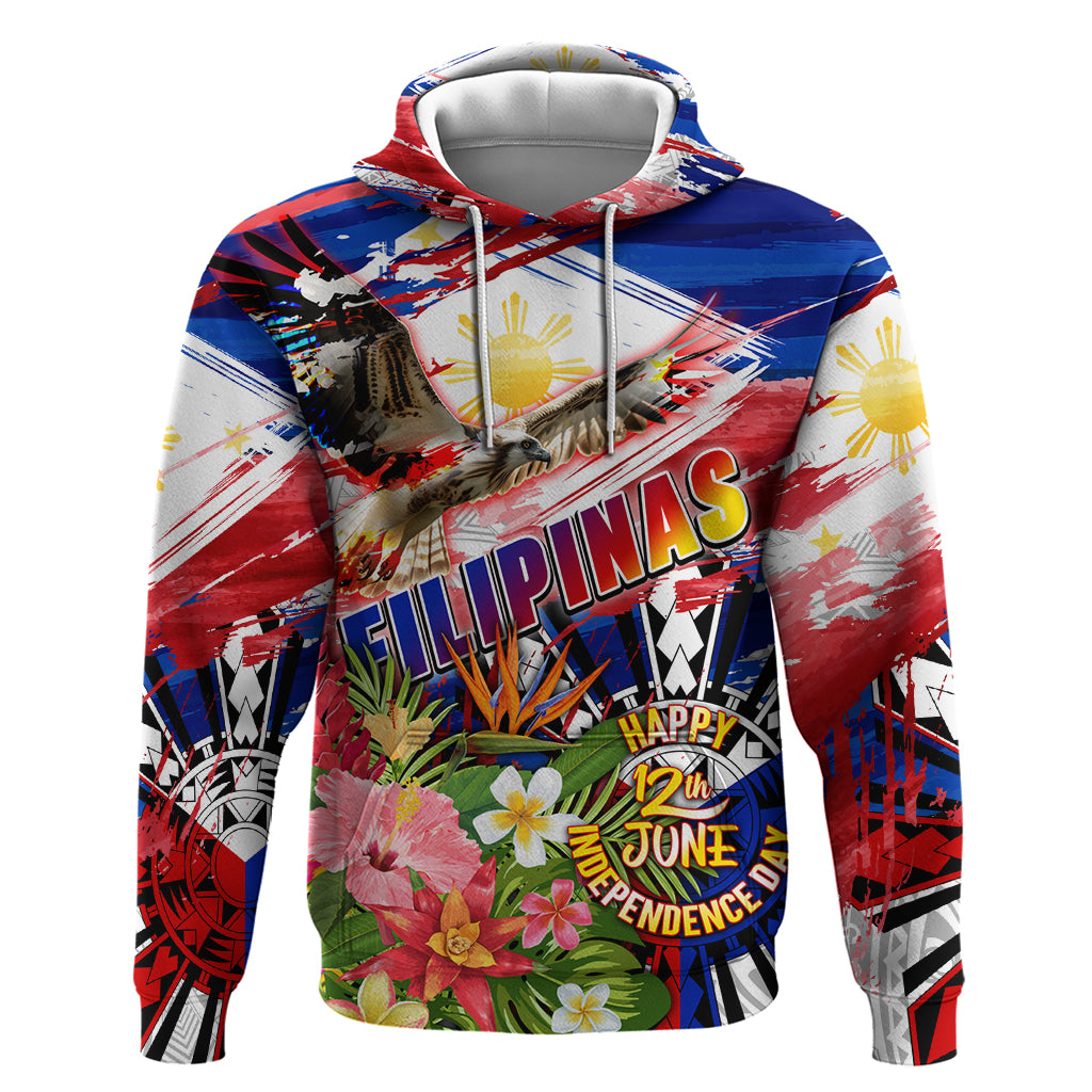 Personalized Philippines Independence Day Zip Hoodie Polynesia Filipinas Eagle Hibiscus