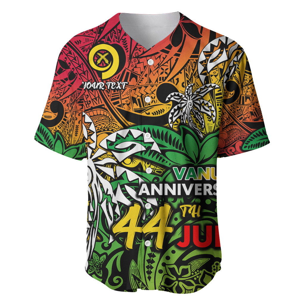 Personalised Vanuatu 44th Independence Anniversary Baseball Jersey Melanesian Pattern Reggae