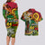 Personalised Vanuatu 44th Independence Anniversary Couples Matching Long Sleeve Bodycon Dress and Hawaiian Shirt Melanesian Pattern Reggae